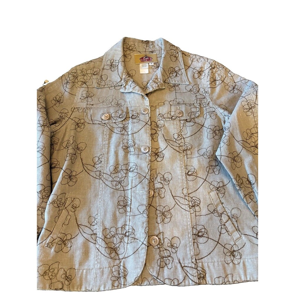 Barn Fly Women's Jacket Linen Cotton Blend Size Small Embroidered Flower
